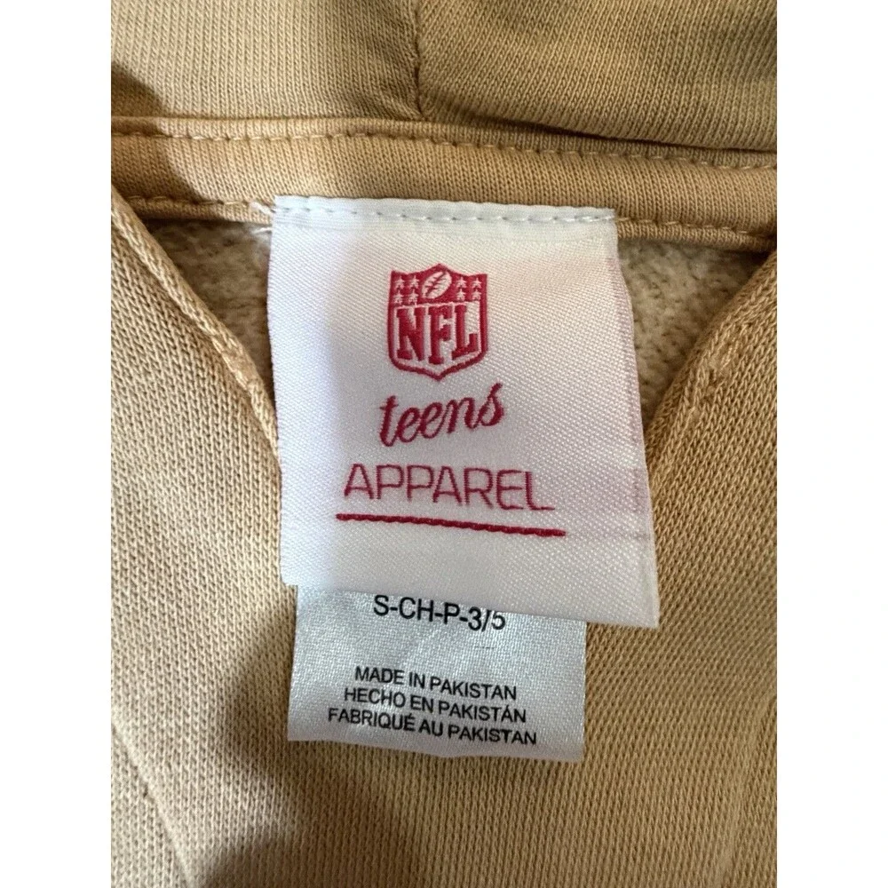 NWT San Francisco 49ers Hoodie Girls Small 3/5 Beige NFL Light Staining